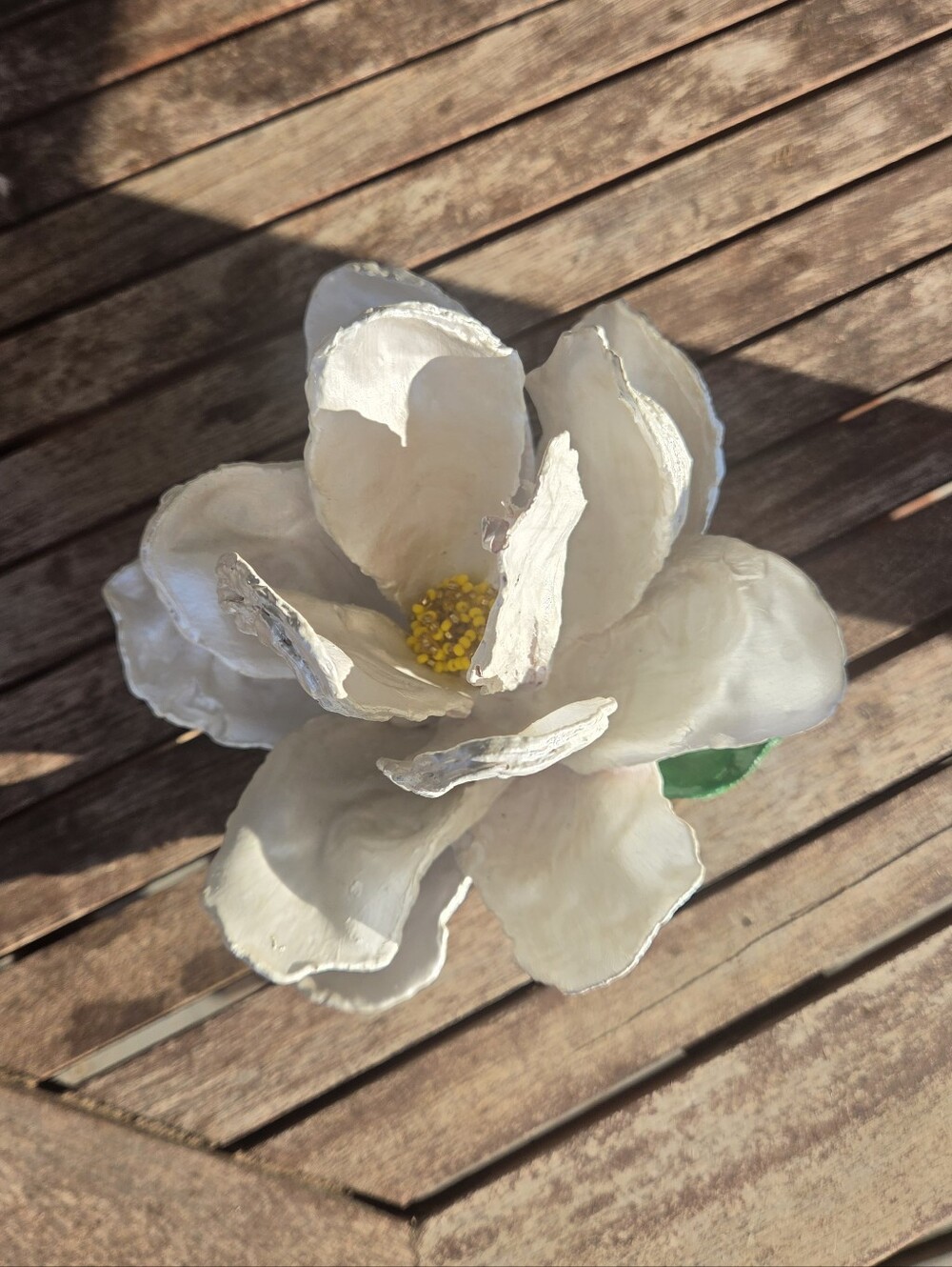 Handcrafted Oyster Shell Magnolia Flower - Picture 2 of 7